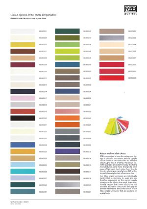 Fabric lampshade colour card